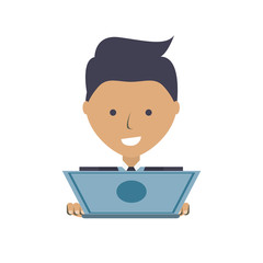 colorful young businessman  with laptop  over  white background  vector illustration