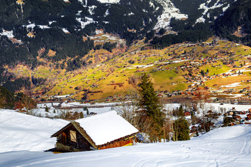 Beautiful scenic landscape in winter, Interlaken, Switzerland, Europe