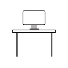 office desk and computer furniture equipment work vector illustration