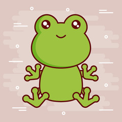 cute frog icon over brown background colorful design vector illustration