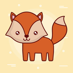 cute fox icon over background colorful design vector illustration