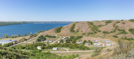 Fototapeta premium panorama view of a lake and hills