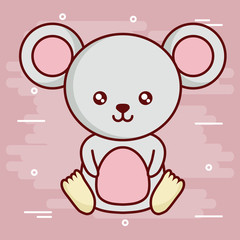 cute mouse icon over pink background colorful design vector illustration