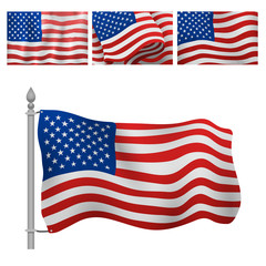 Independence day USA flags United States american symbol freedom national sign vector illustration