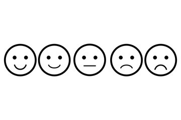 Set of emoji. Vector icon of emoticons. Different faces. Rating for web or app