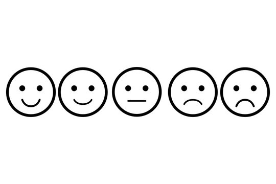 Set of emoji. Vector icon of emoticons. Different faces. Rating for web or app