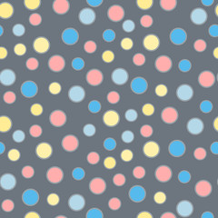 Seamless vector pattern or texture with colorful polka dots on white background for kids background, blog, web design, scrapbooks, party or baby shower invitations and wedding cards.