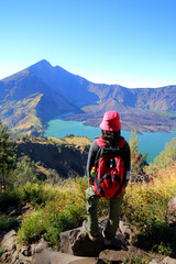 Women standing mountain views