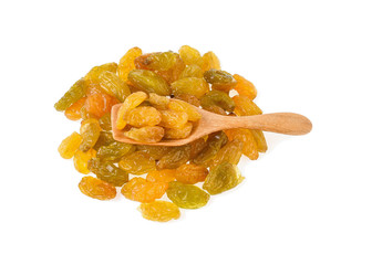 Sweet raisins on white background