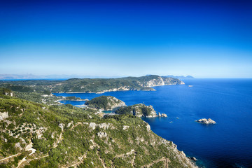 Obraz premium Beautiful view of the beach in an old village of Corfu Island
