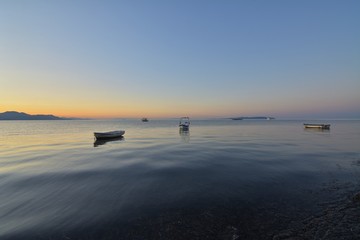Sunrise on the beach. Corfu, Greece