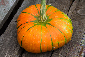Pumpkin on rustic wooden table