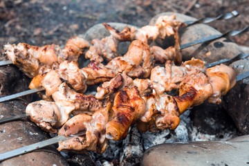 Chicken legs on skewers