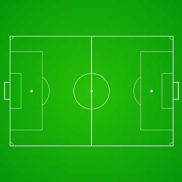 Football, soccer green, realistic, textured field. Top view with marking, easily resizable and any other elements. Template for a website, mobile application, presentation, corporate identity design