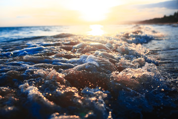 Waves on the beach in the tropics