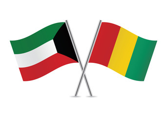 Kuwait and Guinea flags.Vector illustration.