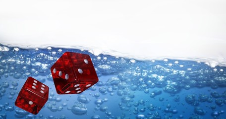 Composite image of digitally generated 3d image of red dice