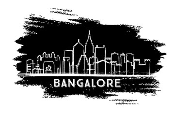 Fototapeta premium Bangalore India Skyline Silhouette. Hand Drawn Sketch.