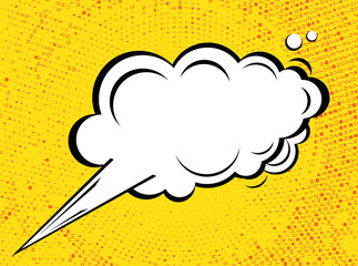 Dialogue Bubble in Pop Art Comics Style with Halftone Texture.