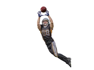 Tuinposter American football player catching ball isolated © mezzotint_fotolia