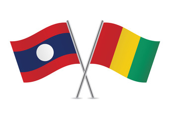 Laos and Guinea flags.Vector illustration.
