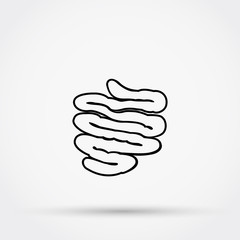 Outline  small intestine vector icon.