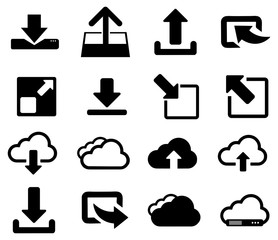 Black cloud download vector icon pack
