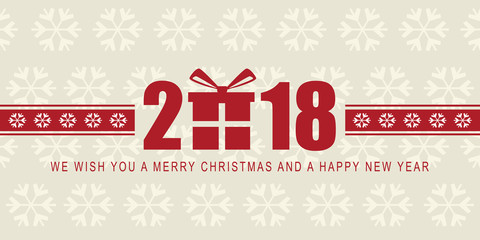 Happy New Year 2018 and Christmas, web banner. Vector illustration. Flat design.