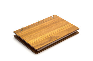 an open scrapbook notebook with a cover made of natural materials