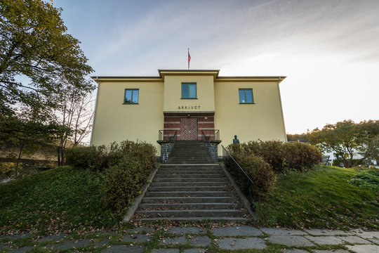 Picture of staricase and entrance to Arkivet, a museum in Kristiansand, the building was headquarter for Gestapo under world war II.