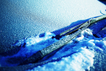 windshield car winter frost close