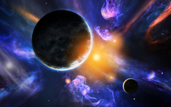 Fototapeta Space. Sci fi. A stars, planets, nebulas.