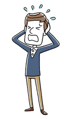 男性：パニック、慌てる