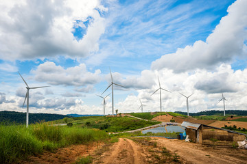 Wind turbine power generators on mountain