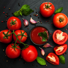 Bowl with tomato sauce