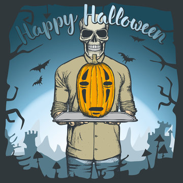 Vector illustration of Halloween skull concept