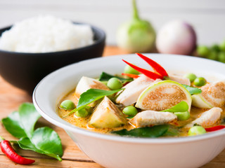 Chicken red curry traditional  Thai food.
