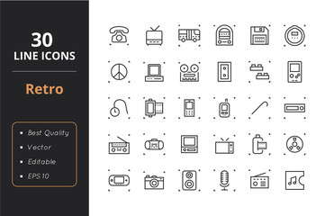 30 Retro Line Icons