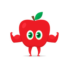 Cartoon apple with muscle arms