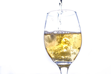 Glass of cold and refreshing wine been prepared