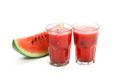 Watermelon drink in glasses with slice