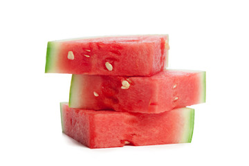 Slice of watermelon on white background