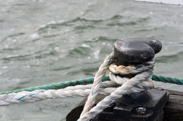 Bollard with ropes