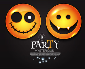 Happy Halloween Smiling Emoticon. Spooky Sign. Vampire Laughing. Vector illustration