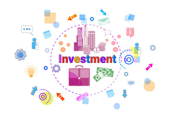 Fototapeta na wymiar Investment Concept Business Idea Promotion Sponsor Banner Vector Illustration