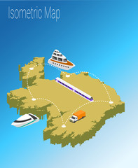 Map Ireland isometric concept.