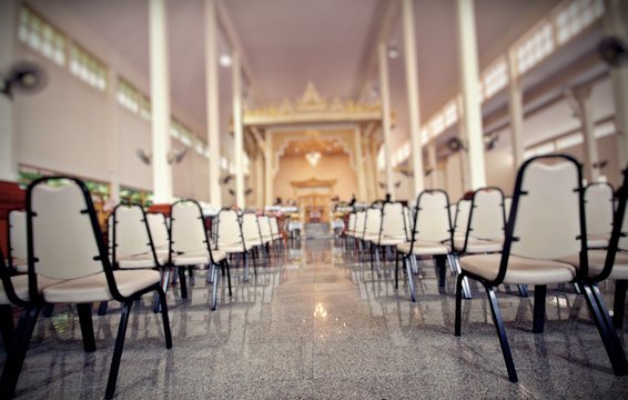 Blurred photo of funeral for buddhists in Thailand.