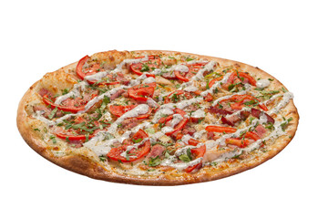 italian pizza on white background isolated