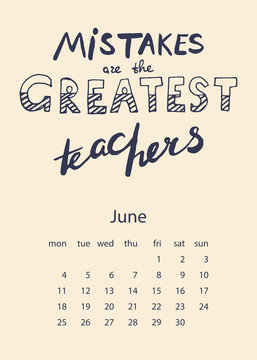 Calendar 2018 with motivational quote
