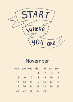 Calendar 2018 with motivational quote
